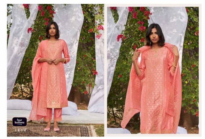 Four Buttons Nazakat 2 New Designer Ethnic Wear Kurti Pant And Dupatta Readymade Collection